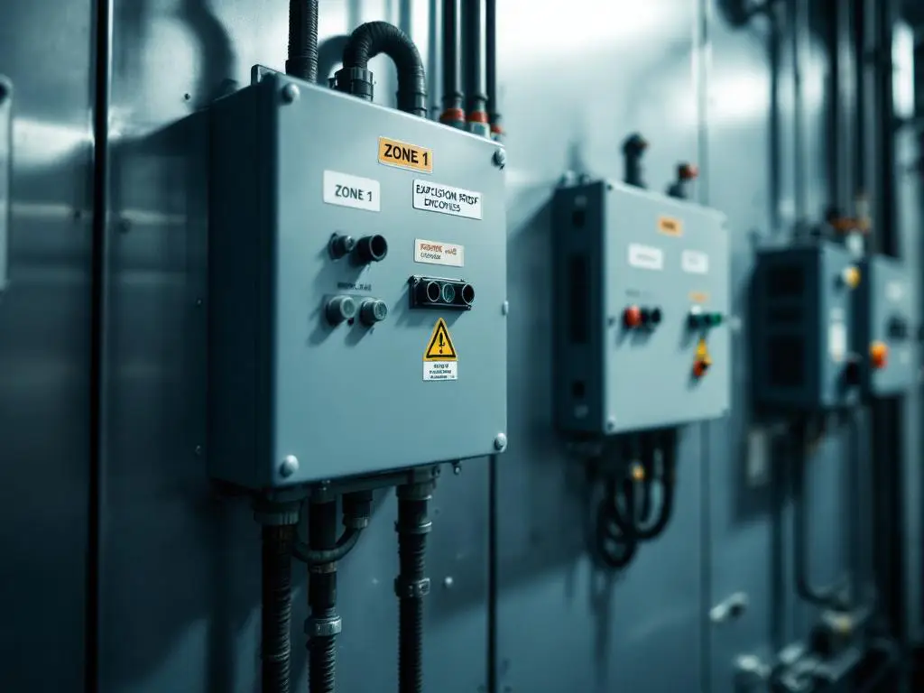 Industrieel bedieningspaneel met explosieveilige behuizingen in Zone 1 en standaard apparatuur in Zone 2 gebied